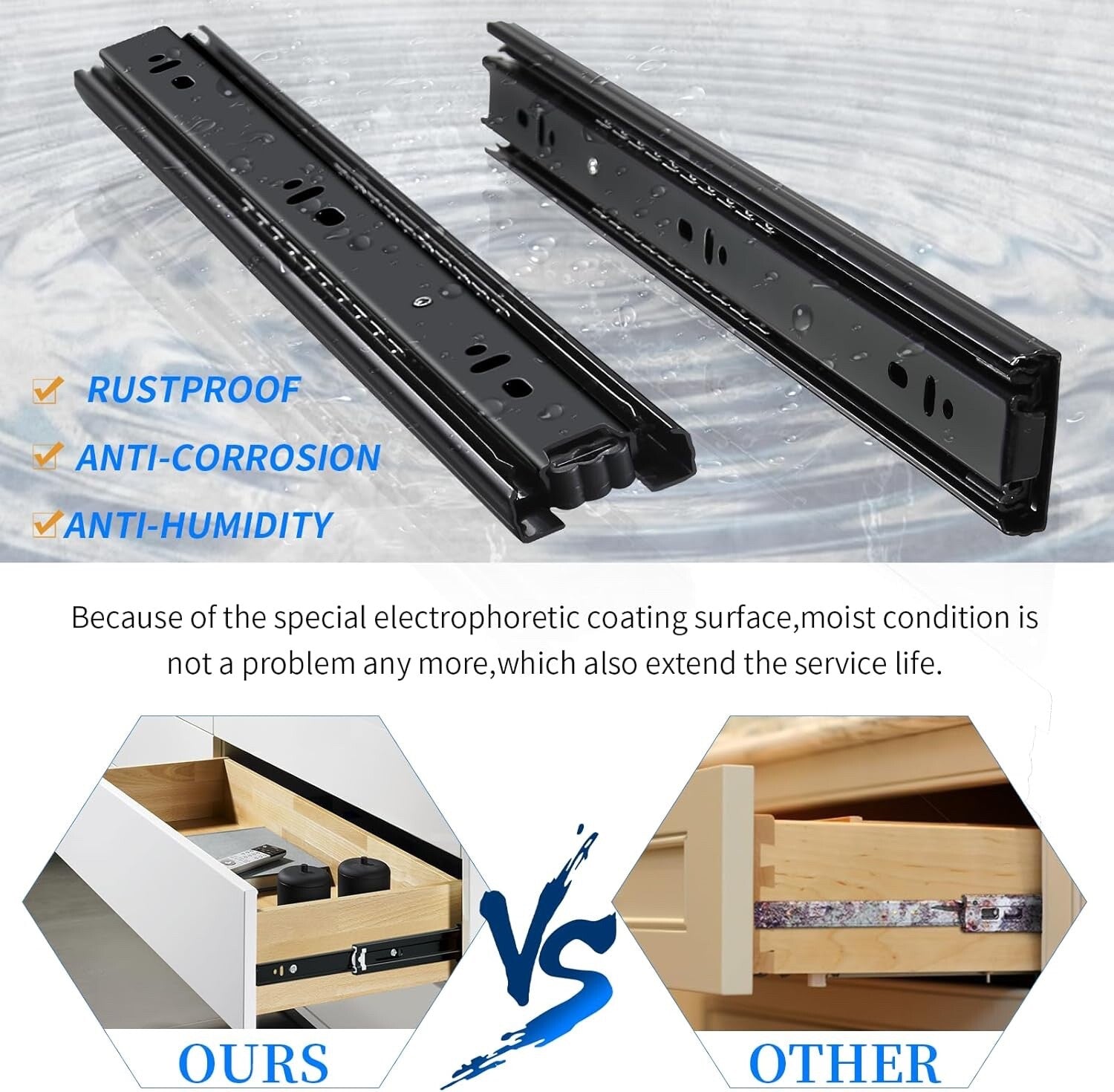 550mm Heavy Duty Drawer Runners Full Extension Ball Bearing Slides 45kg