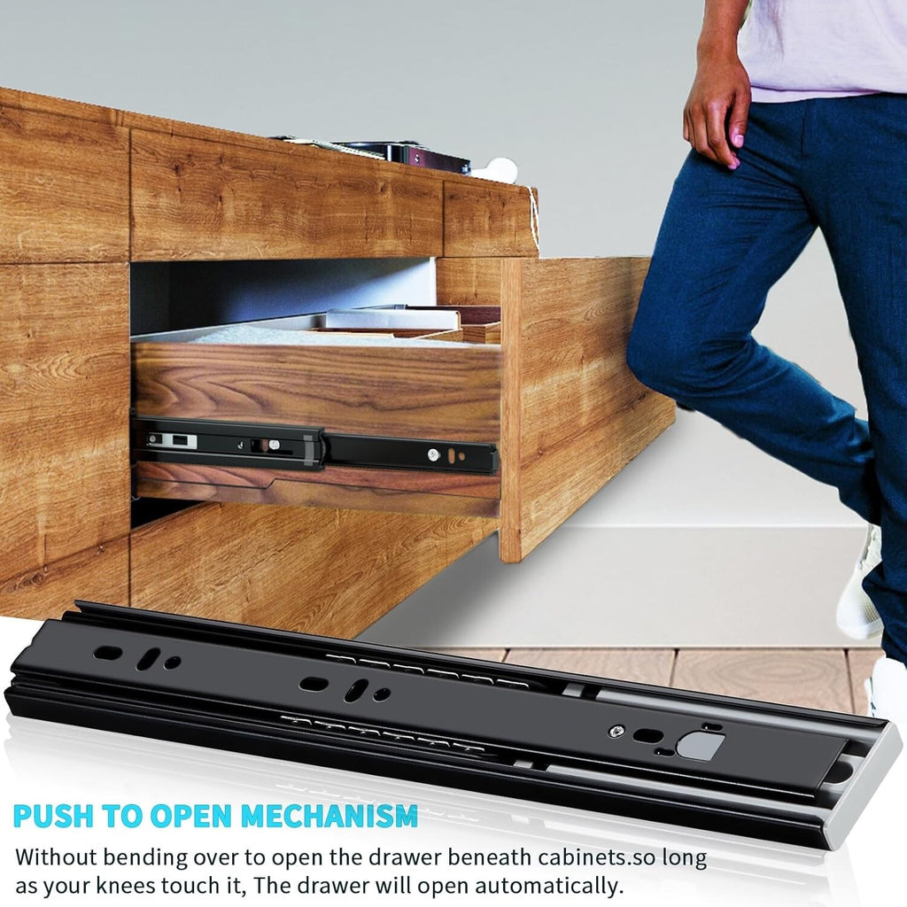 YENUO Push to Open Drawer Runners Full Extension 600mm