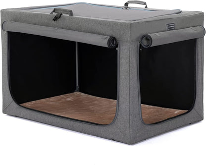 Dog Crate Soft Fabric Foldable Petsfit Large 91cm Portable Indoor Travel Grey