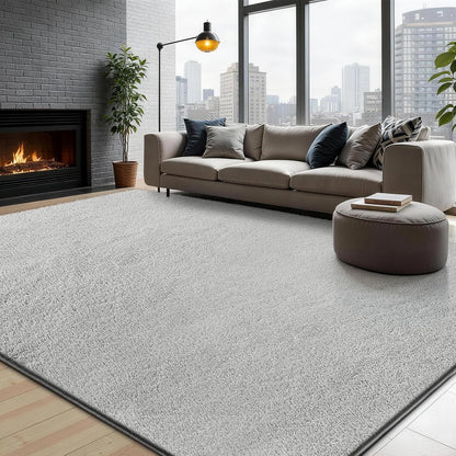 Fluffy Shaggy Rug 160x230cm Light Grey Non Slip Washable Soft Living Room Carpet