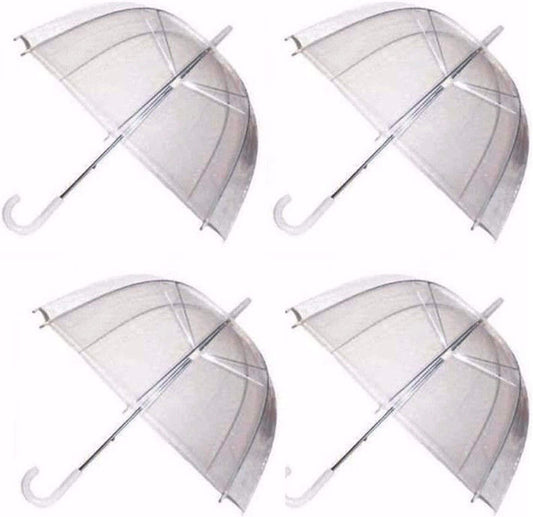 4 Pack Clear Dome Umbrellas Transparent Bubble Rain Wedding Brolly