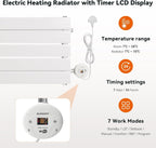 800W Smart WiFi Electric Radiator Wall Mounted Panel Heater LCD Timer White