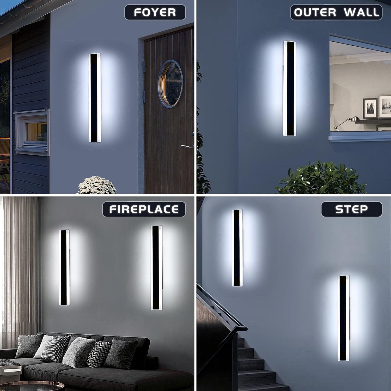 Mikeru 60cm Outdoor LED Wall Light 6000K Cool White IP65 Strip Lamp