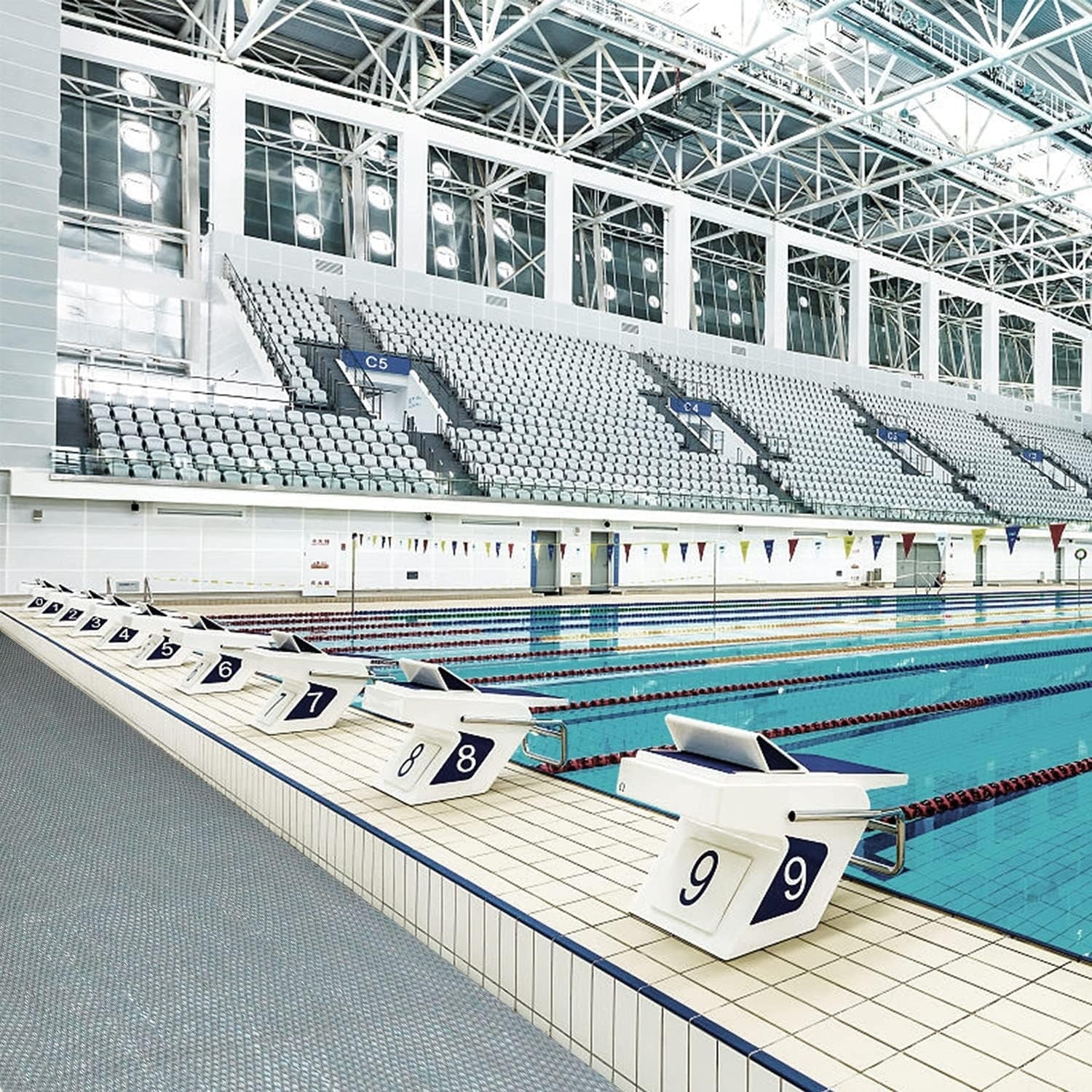 Heavy Duty Rubber Floor Mat 300×90cm Non Slip Waterproof Drainage Grey