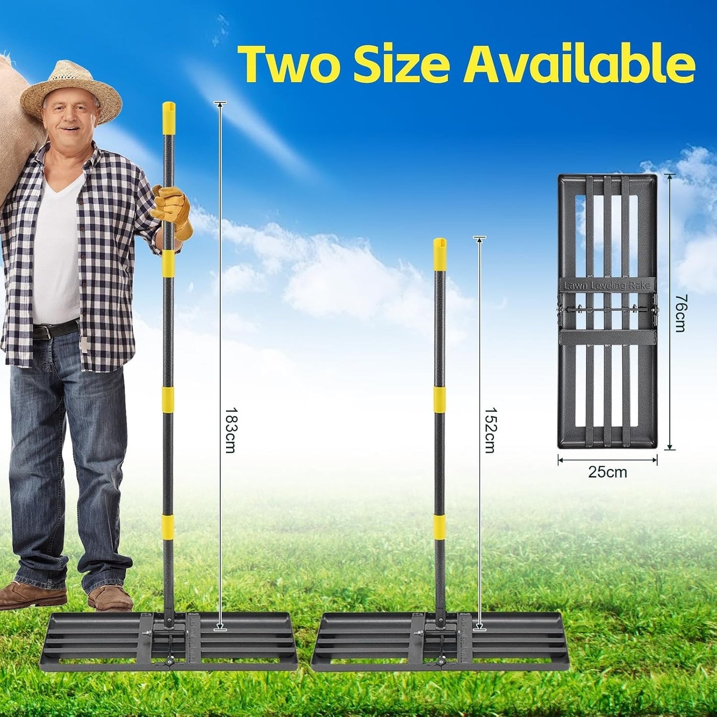 Lawn Levelling Rake Heavy Duty 76cm Steel Ground Leveler Garden Soil Topsoil Too