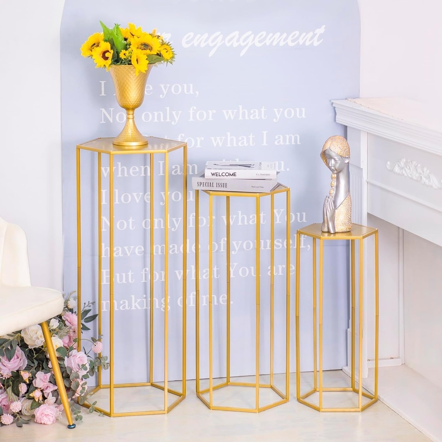Cylinder Pedestal Stand Set Wedding Party Event Display Stand Centerpiece Decor