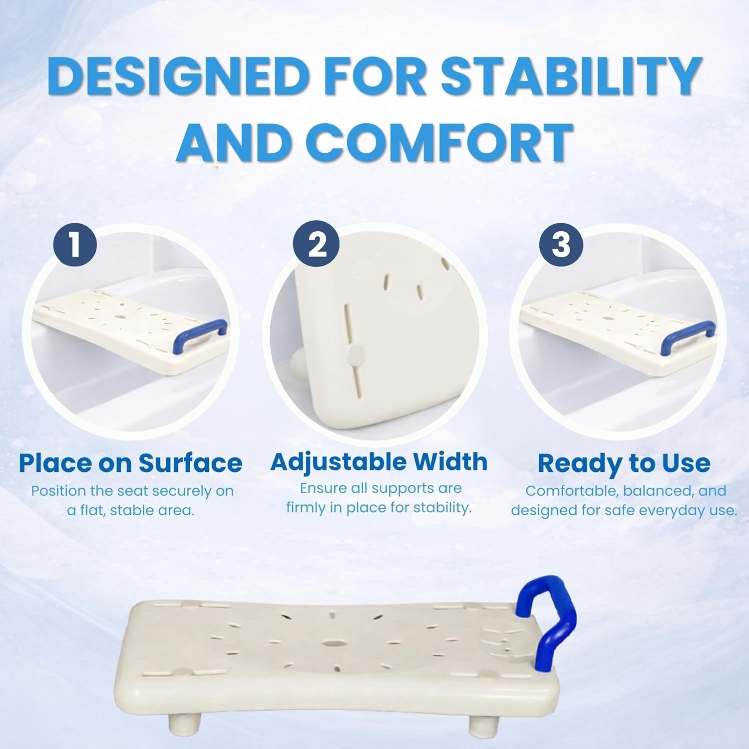 Bath Board Transfer Seat with Handle 70cm Adjustable Elderly Disabled Aid