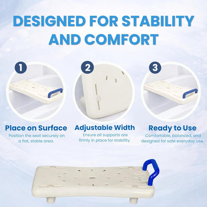 Bath Board Transfer Seat with Handle 70cm Adjustable Elderly Disabled Aid
