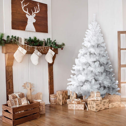 Christmas Tree Artificial White 6ft 700 Tips Metal Stand Flocked Holiday Decor
