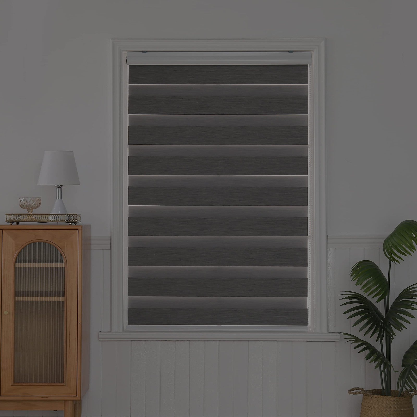 QiBoYuYe Day & Night Zebra Blind 80x150cm Blackout Window Curtain Grey