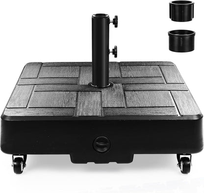 Patio Umbrella Base Heavy Duty Fillable 155lb Wheels Water Sand Parasol Stand