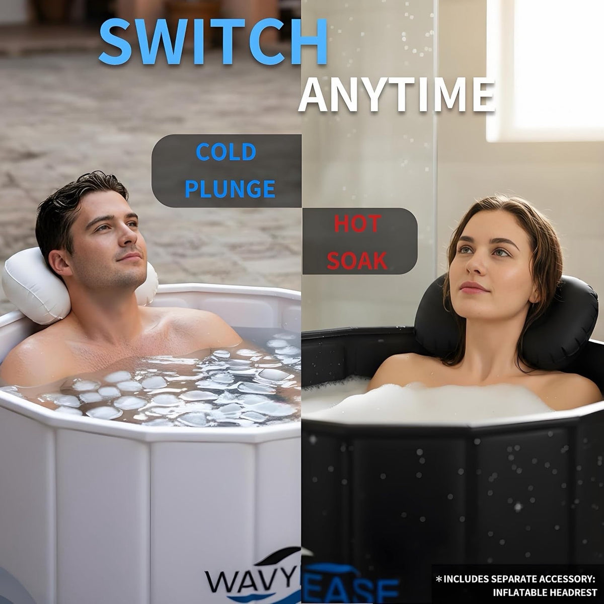 Ice Bath Tub Cold Plunge Portable Foldable 330L 80x66cm Black Adult Recovery