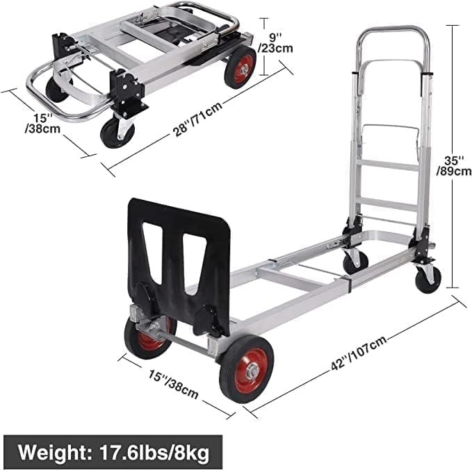Folding Sack Truck Trolley 2 in 1 Heavy Duty 150kg Aluminium 4 Wheel Platform