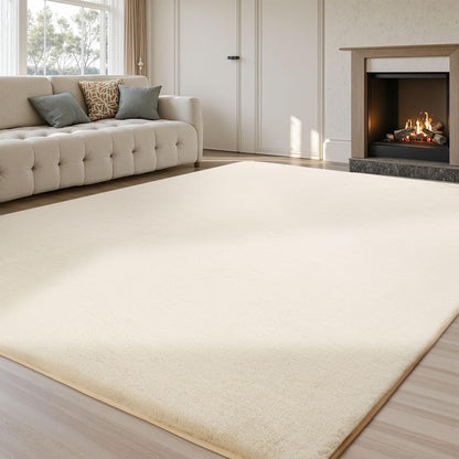 Large Faux Rabbit Fur Area Rug 200x300cm Beige Anti Slip Soft Carpet Living Room