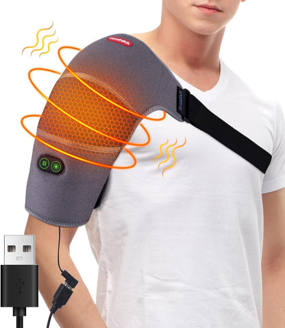 Heated Wrap Neck Back Shoulder Pad Massage Heat Therapy Cordless USB Support