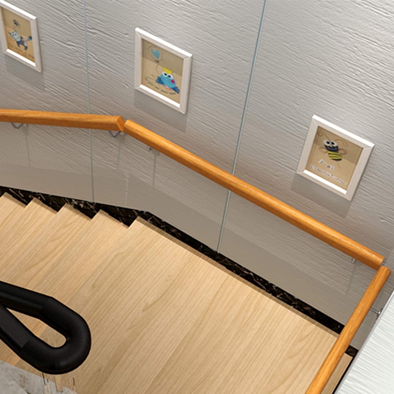 100cm Wooden Stair Handrail Banister Anti Slip Rail Bracket Indoor Outdoor