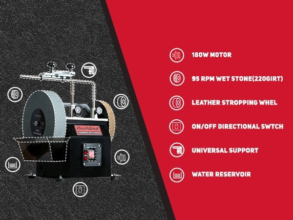 Wet Dry Bench Sharpener 250mm Variable Speed Water Cooled Grinder 90-160RPM