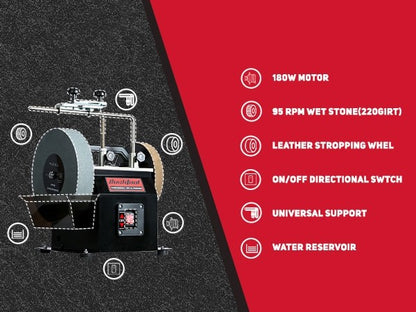 Wet Dry Bench Sharpener 250mm Variable Speed Water Cooled Grinder 90-160RPM