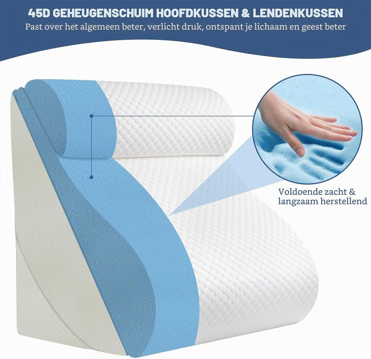 Orthopaedic Bed Wedge Pillow Set 6 Piece Memory Foam Adjustable Back Leg Support