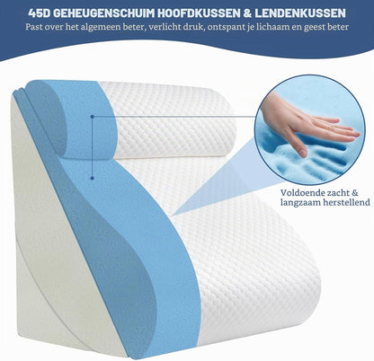 Orthopaedic Bed Wedge Pillow Set 6 Piece Memory Foam Adjustable Back Leg Support