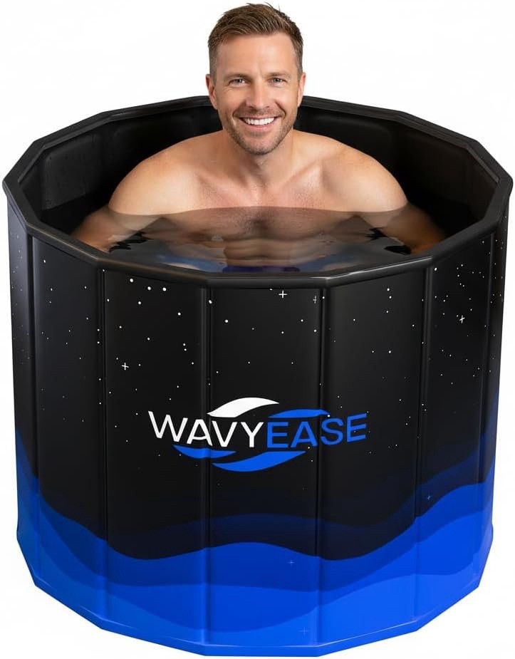 Ice Bath Tub Cold Plunge Portable Foldable 330L 80x66cm Black Adult Recovery