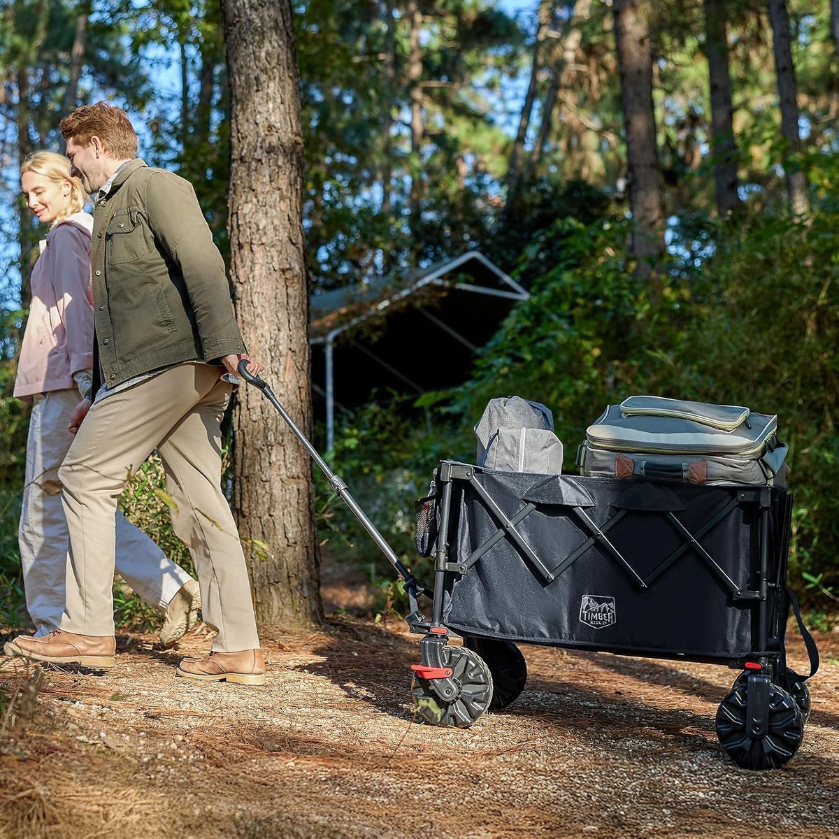 Folding Camping Trolley Cart 250L 150kg Heavy Duty 4 Wheel All Terrain Brakes