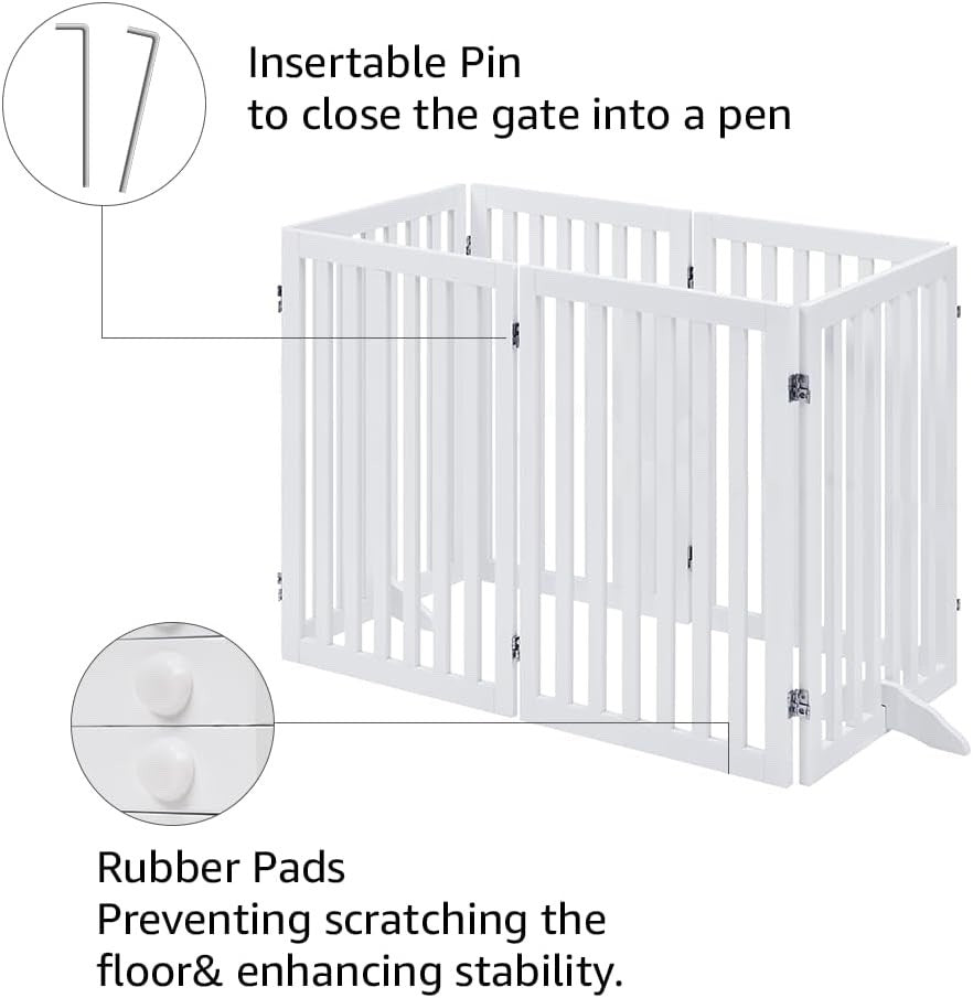 Unipaws XL Pet Gate Freestanding Expandable Wooden Dog Barrier & Walkway