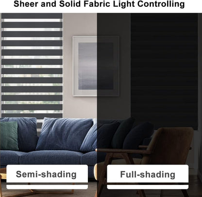 Zebra Blinds Roller Shades Day Night Light Filtering Privacy Grey Blind 55x150cm