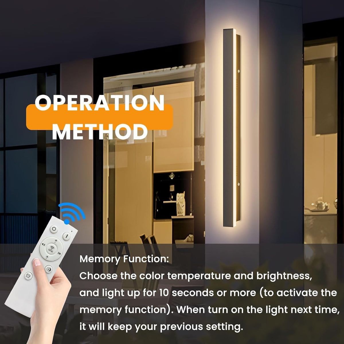 Wall Light Outdoor LED Dimmable 150CM Tricolour Remote Memory Staircase Garden