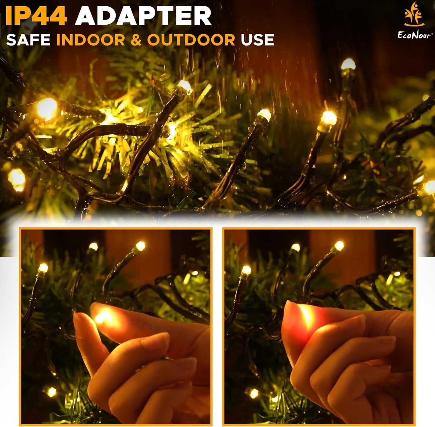 Warm White LED Cluster Christmas Tree Lights Indoor Outdoor Timer String