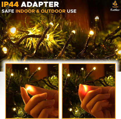 Warm White LED Cluster Christmas Tree Lights Indoor Outdoor Timer String