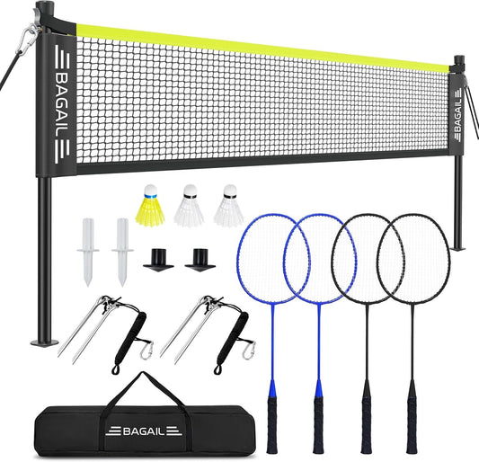 20ft Badminton Set Outdoor Net Rackets Shuttlecocks Portable Carry Bag Yard
