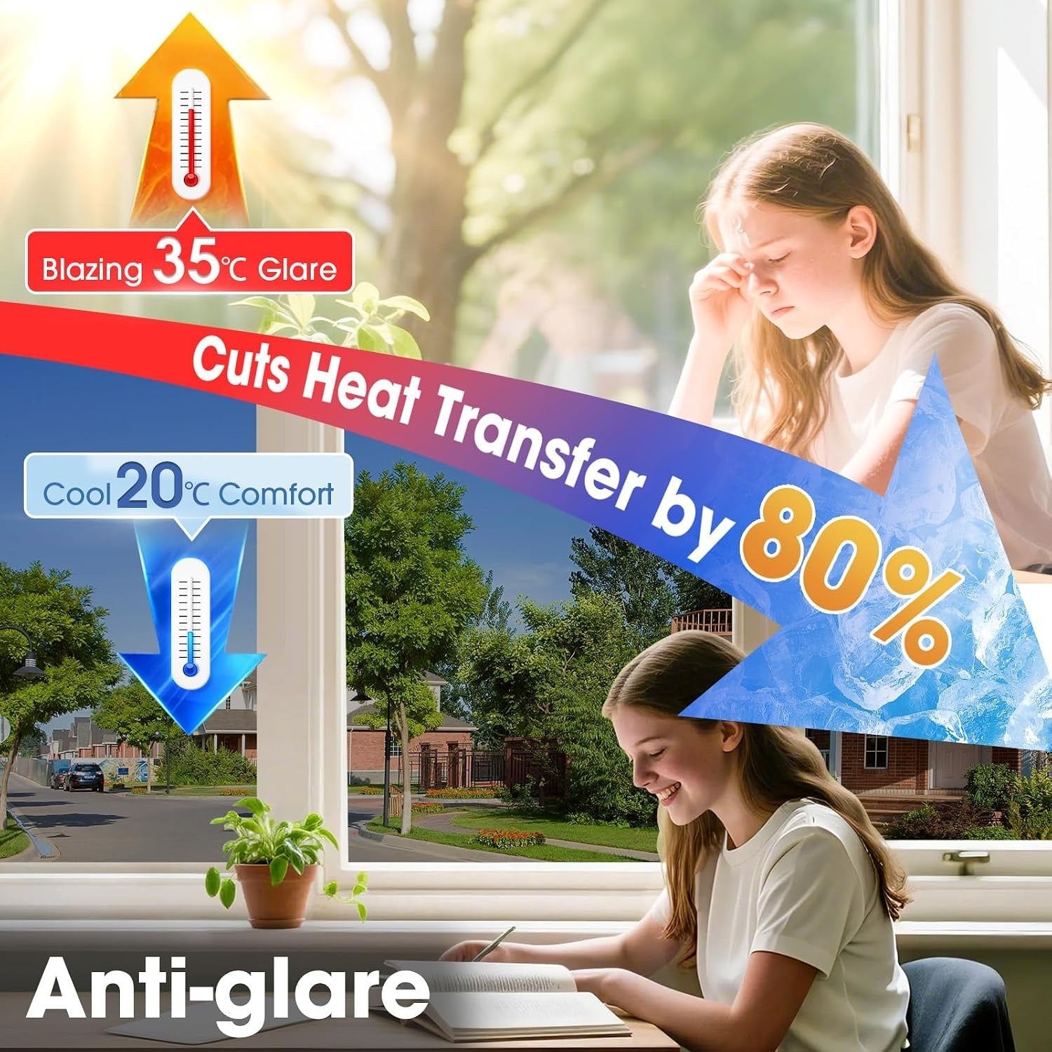 Window Film Privacy One Way Reflective Mirror Silver 90x300cm Static Cling UV