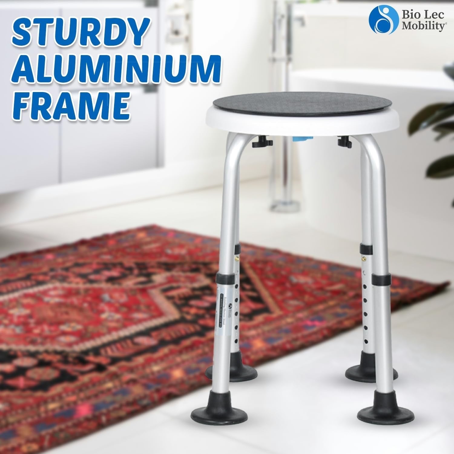 Rotating Shower Stool Bath Seat Adjustable Height 360° Swivel 136kg Non Slip