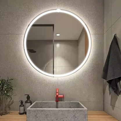 Round LED Bathroom Mirror 500mm Backlit Demister 3 Colour Dimmable Touch IP44