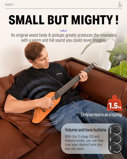 Headless Silent Guitar Travel Guitar Acoustic Electric 6 String HUSH-I Sunburst