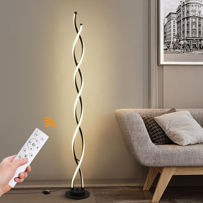 LED Floor Lamp 55in Black Standing Light 3 Color Temp 5 Levels Remote Control