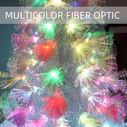 Artificial Christmas Tree 7ft Pre Lit 290 Tips Multi Color Star Stand PVC White