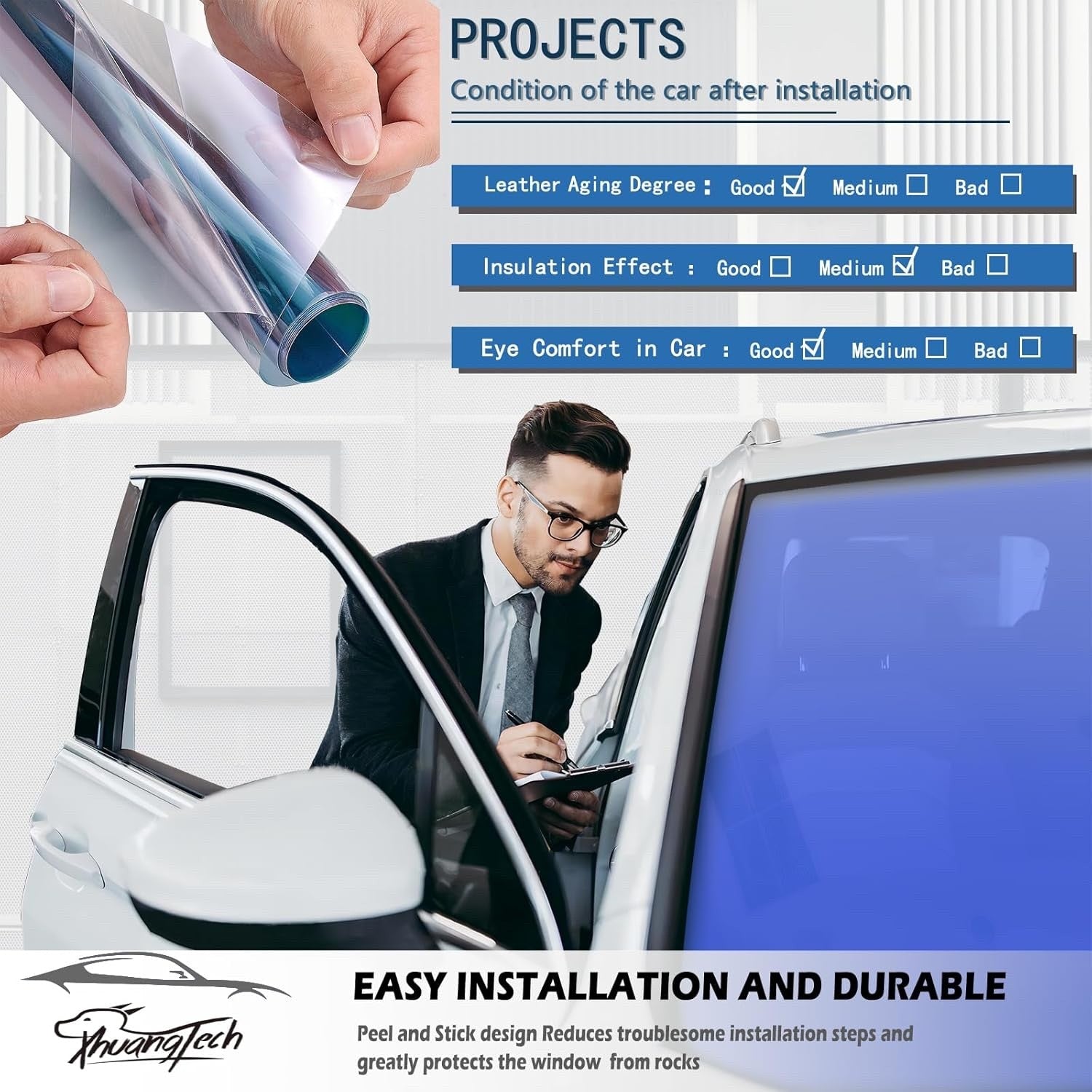 XhuangTech Car Window Tint Film 67% VLT Chameleon Car Window Tint Film