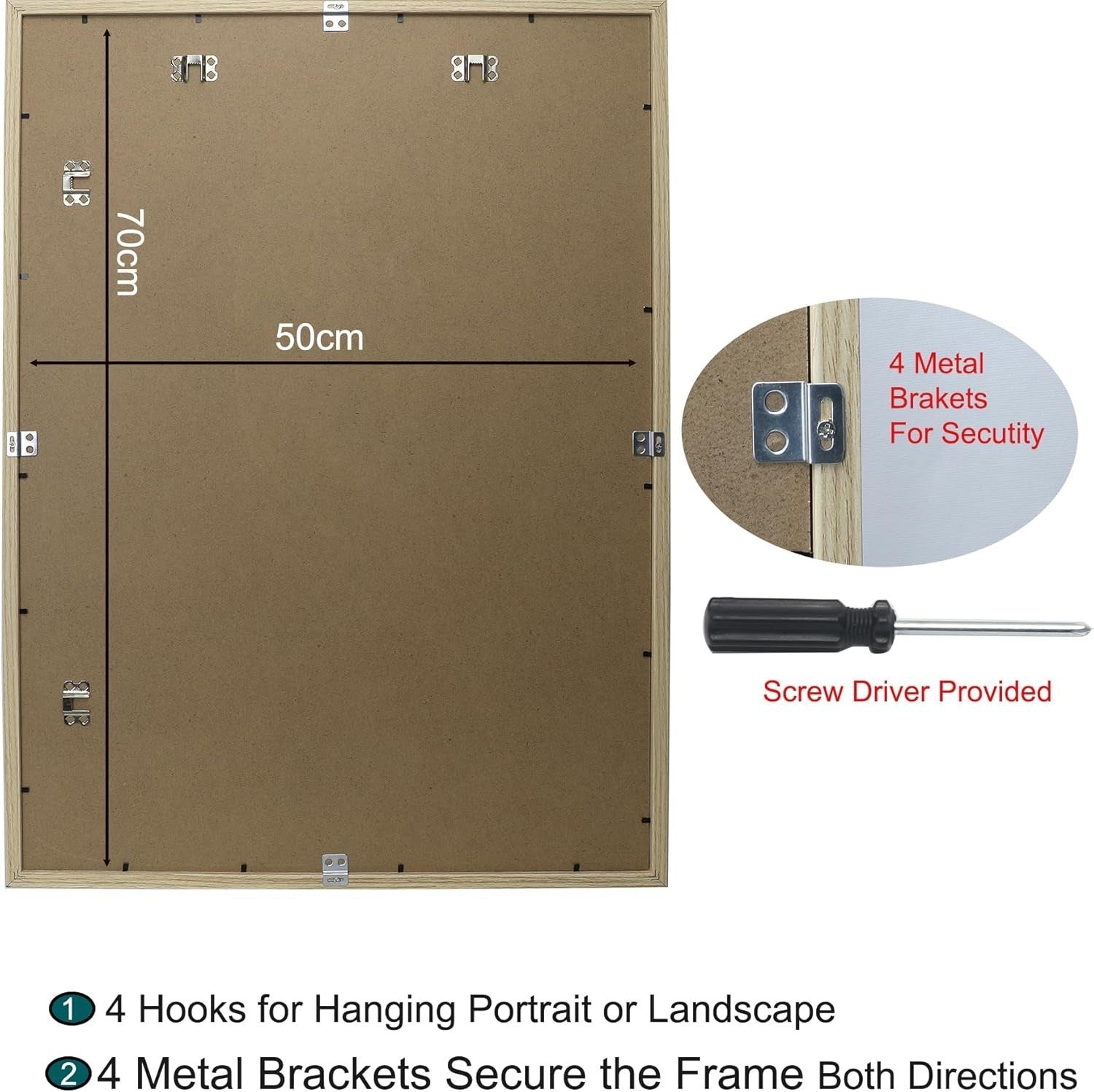 Picture Frame Set 50x70cm 3 Pack Wooden White Mounts 40x60cm Wall Poster Frames