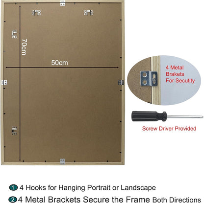 Picture Frame Set 50x70cm 3 Pack Wooden White Mounts 40x60cm Wall Poster Frames