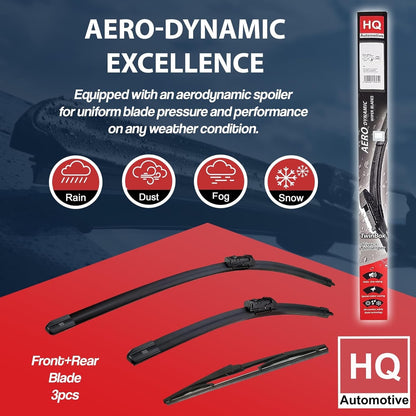 Toyota Prius Wiper Blades Front Rear Kit 2016-2021 29 16 16 Inch 3pc Set HQ16P