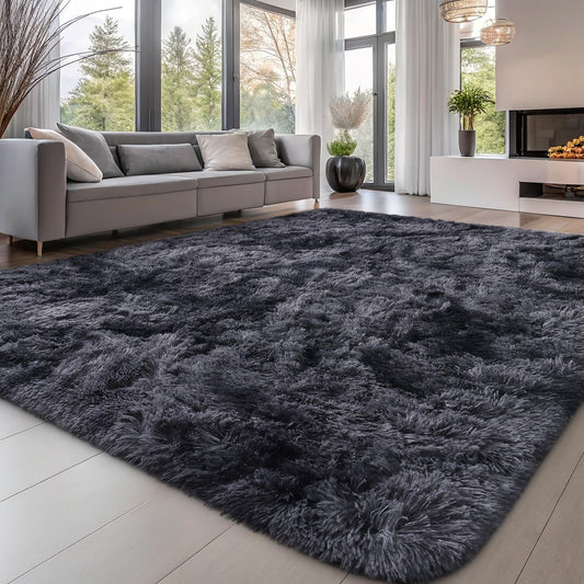 Dark Grey Shaggy Rug 240x340cm Soft Washable Anti Slip Living Room Carpet