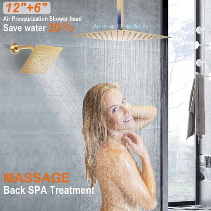 Rainfall Shower Thermostatic Mixer Valve System Concealed Simultaneous Operation