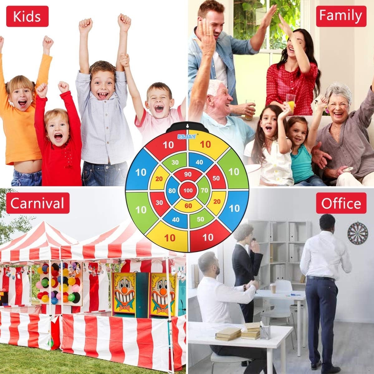 Esjay 18 inch Magnetic Dart Board Set Double Sided Safe Dart Game Kids  RRP  £37
