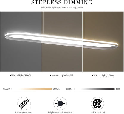 Oval Pendant Light 120cm Dimmable LED Ceiling Lamp Adjustable 3 Color Modes