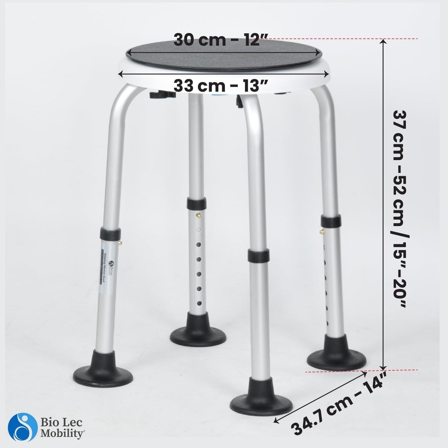 Rotating Shower Stool Bath Seat Adjustable Height 360° Swivel 136kg Non Slip