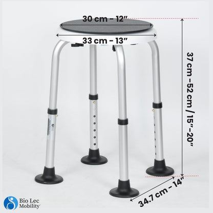 Rotating Shower Stool Bath Seat Adjustable Height 360° Swivel 136kg Non Slip