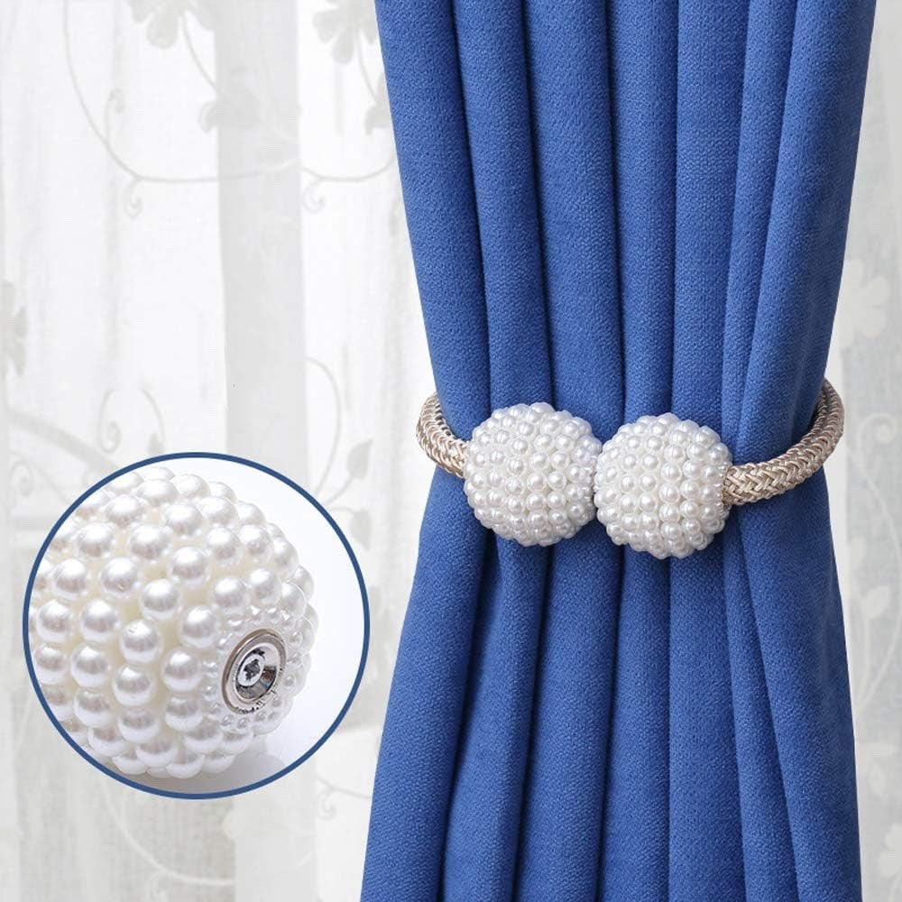 BuxiuGK 4 Pieces Magnetic Curtain Tieback18" Curtain Buckles Beige