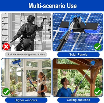 Water Fed Cleaning Pole 20ft Telescopic Solar Panel Window Brush Squeegee Kit